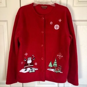 Ugly Christmas Sweater Santa Cardigan Fleece Lined